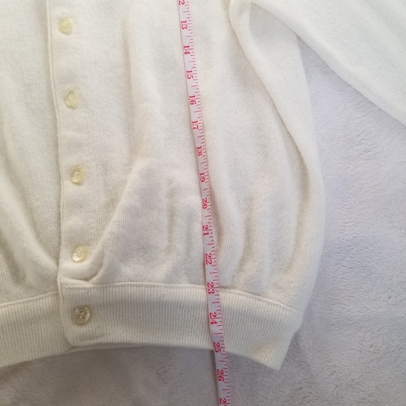 Vintage PICKERING Brookwood Country Club USA Ivory Button Up Cardigan R… - Picture 12 of 12